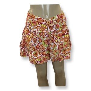 Vintage Floral Ruffle Side Zip Skirt